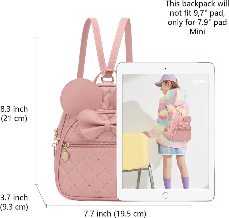 KL928 Girls Mini Backpack Bowknot Polka Dot Cute Small Daypacks Convertible Shoulder Bag Purse for Women - Image 2
